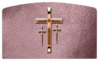 DACRO 517 BZ SH OR Bronze 3 Crosses Shimmer Orchid Background